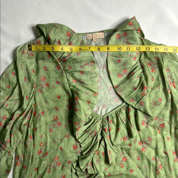 TIMO Rose Field Floral Cascade Ruffle Womens  Blouse Size M - Picture 6 of 8